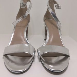 Silver Block Heel Sandals NWT